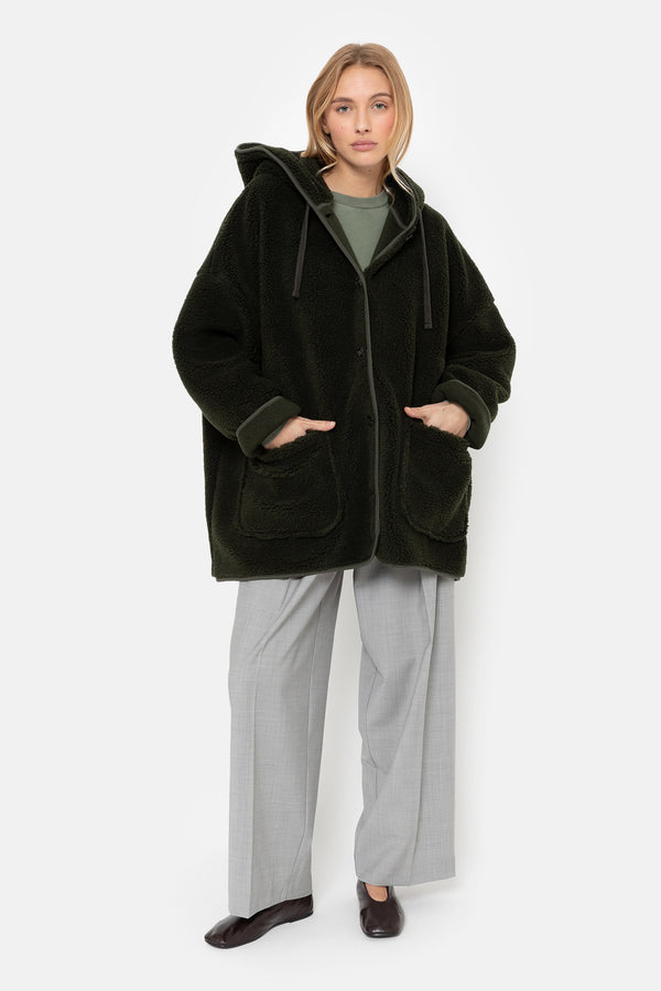 Kenji Veste à Capuche Teddy | Vert Foncé