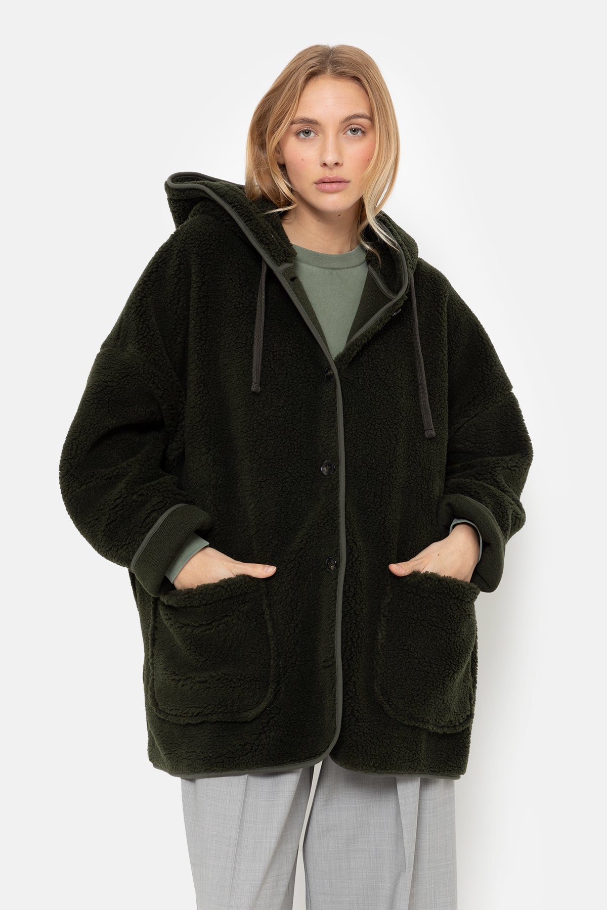 Kenji Veste à Capuche Teddy | Vert Foncé