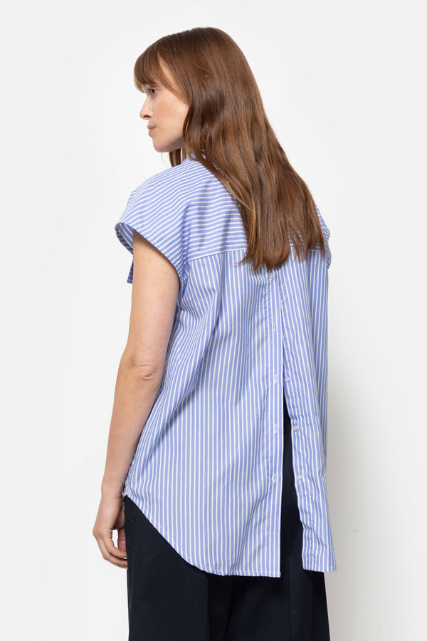 Chemise sans manches Nisrine rayée | Bleu & Blanc