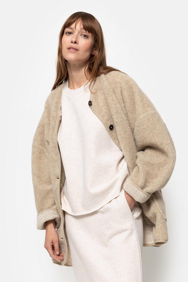 Hannah Teddy Oversized Jacket | Beige