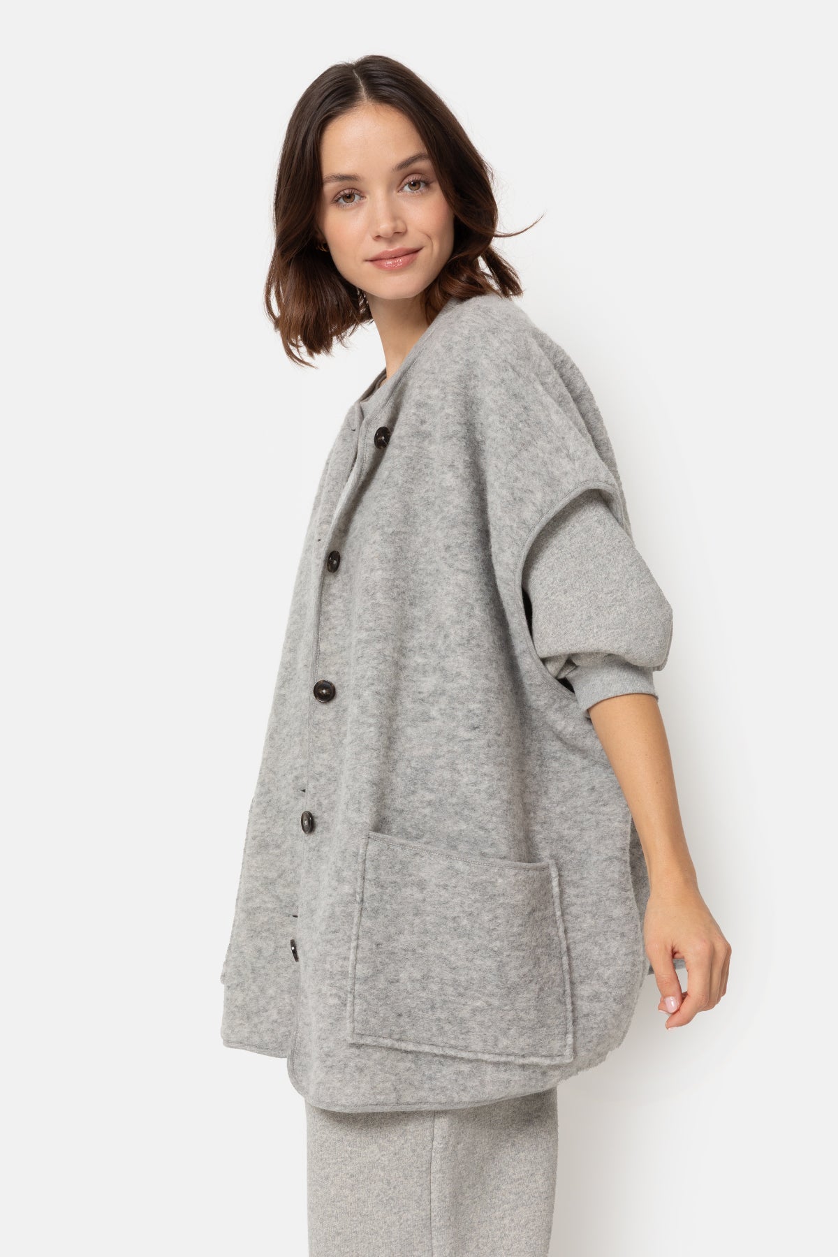 Ines Wooly Oversized Jacket |  Light Grey