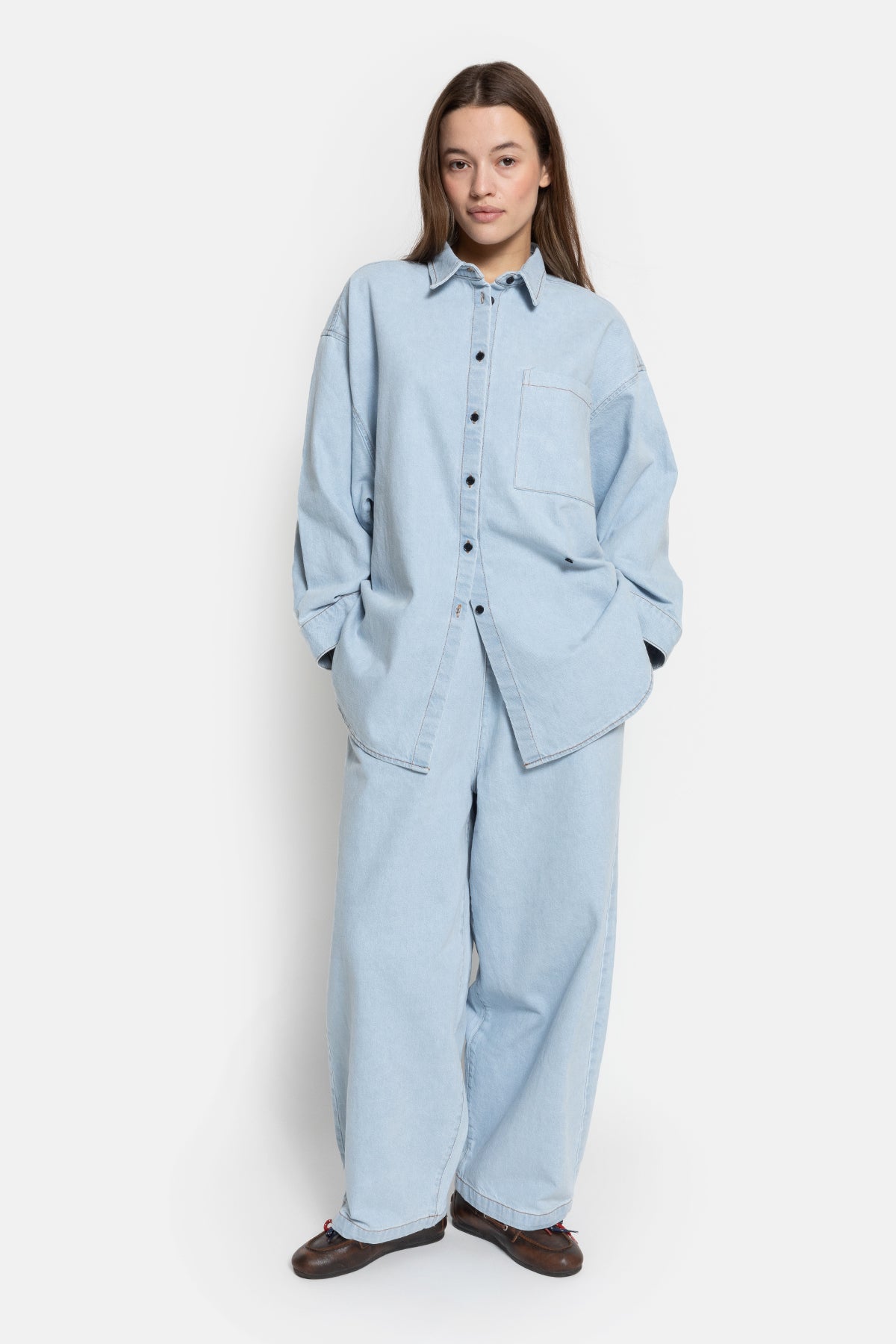 Okay Puffy Denim Pants | Light Blue
