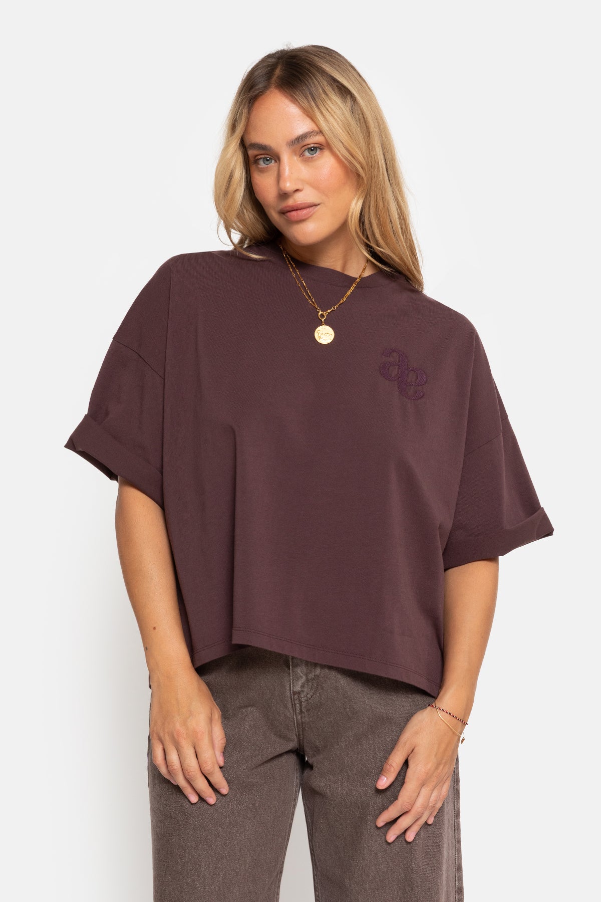 Eloise-A Boxy T-Shirt | Aubergine