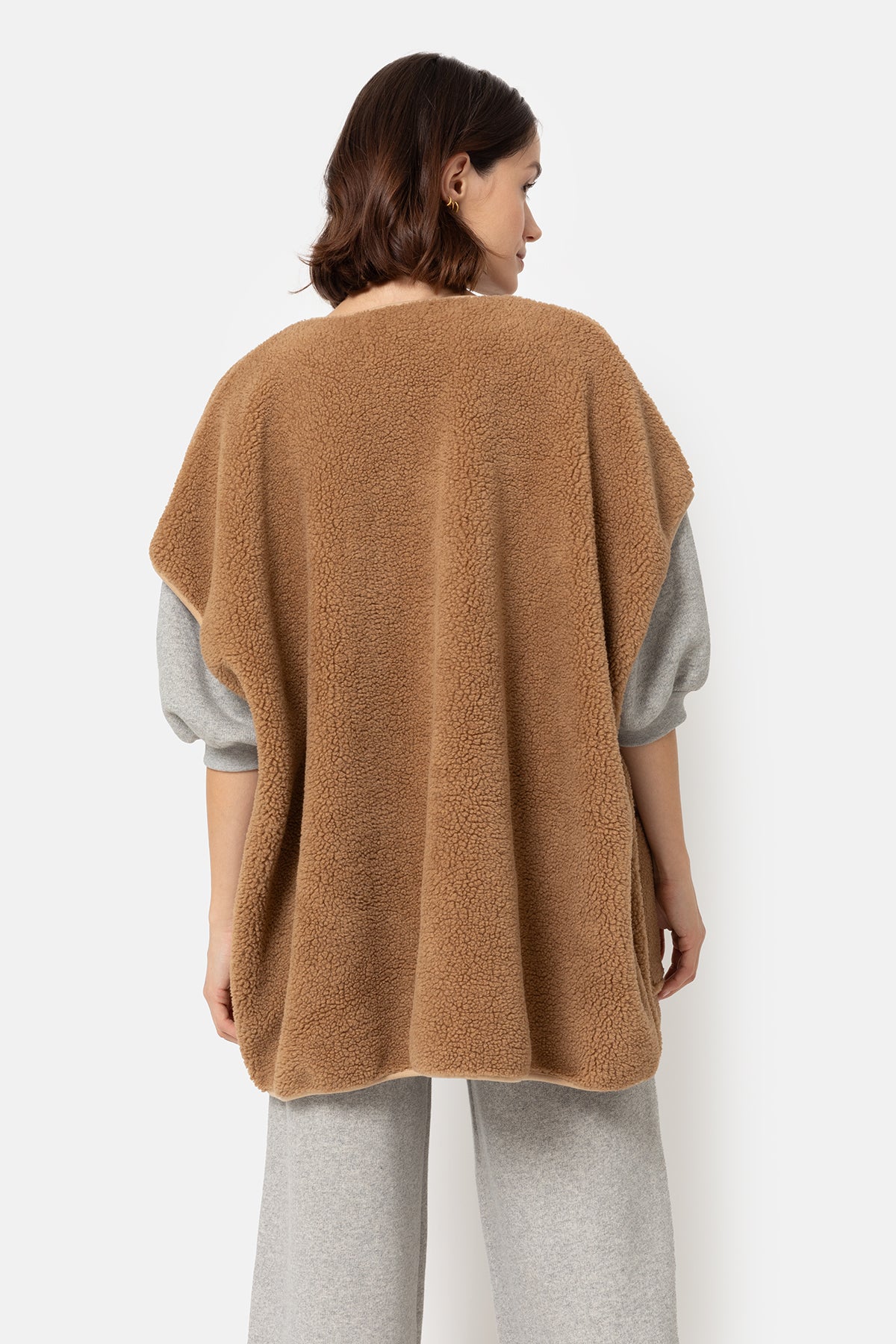 Veste teddy sans manches oversized Ines | Camel