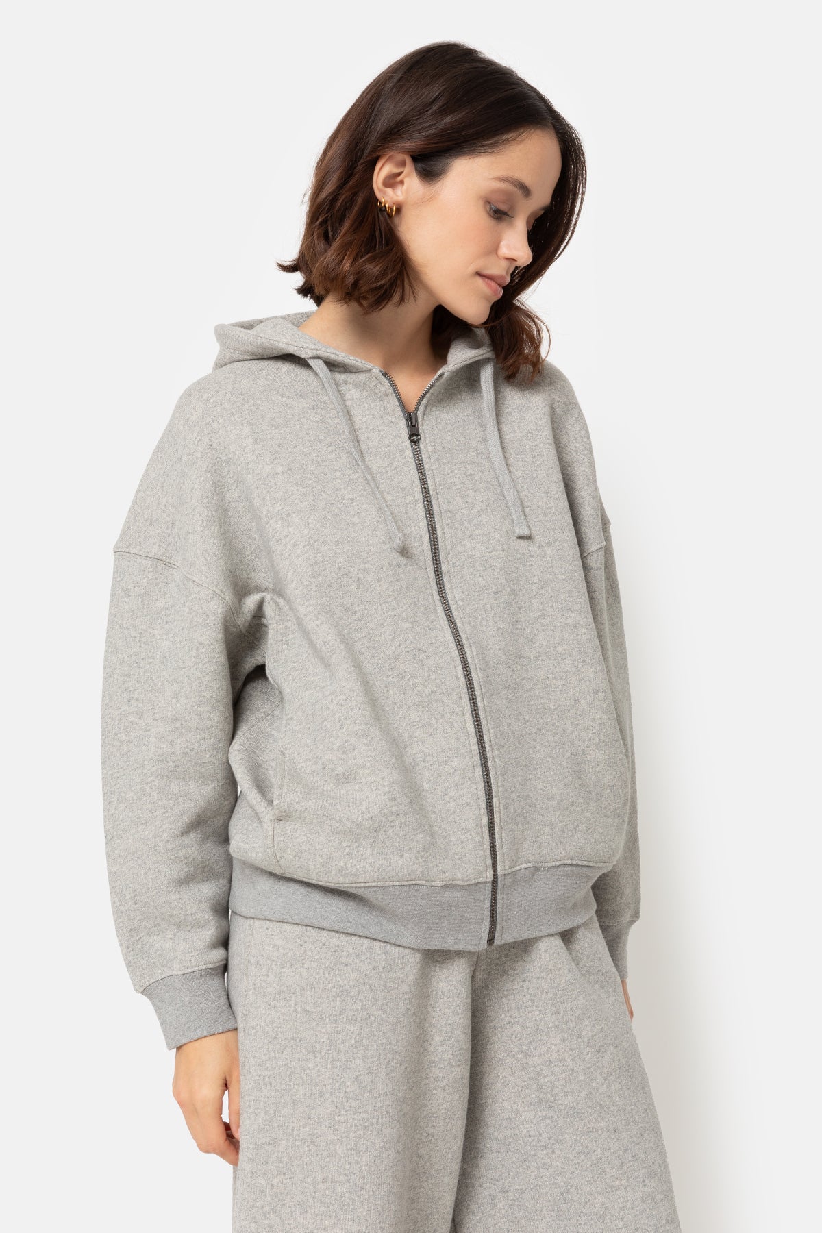 Lenon Hoodie With Zipper | Marled Grey