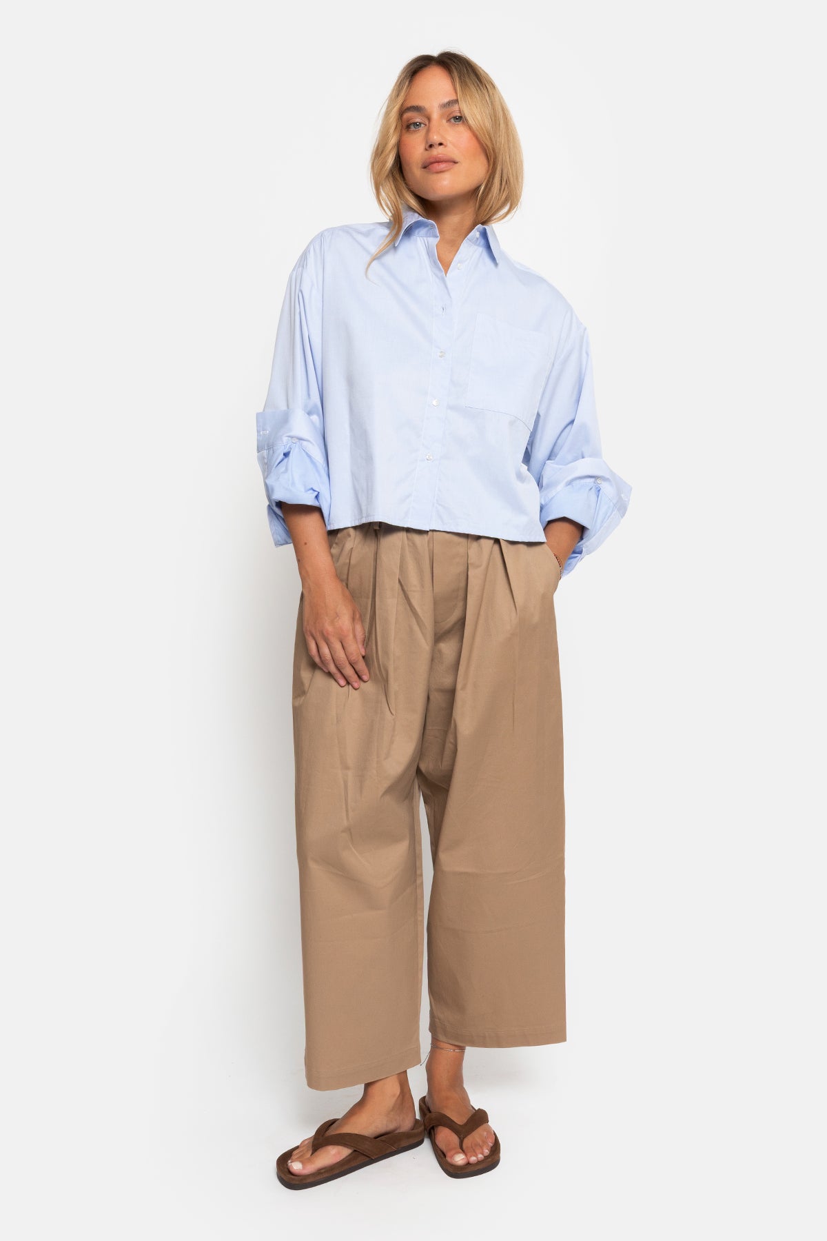 Ocean Cropped Shirt | Light Blue