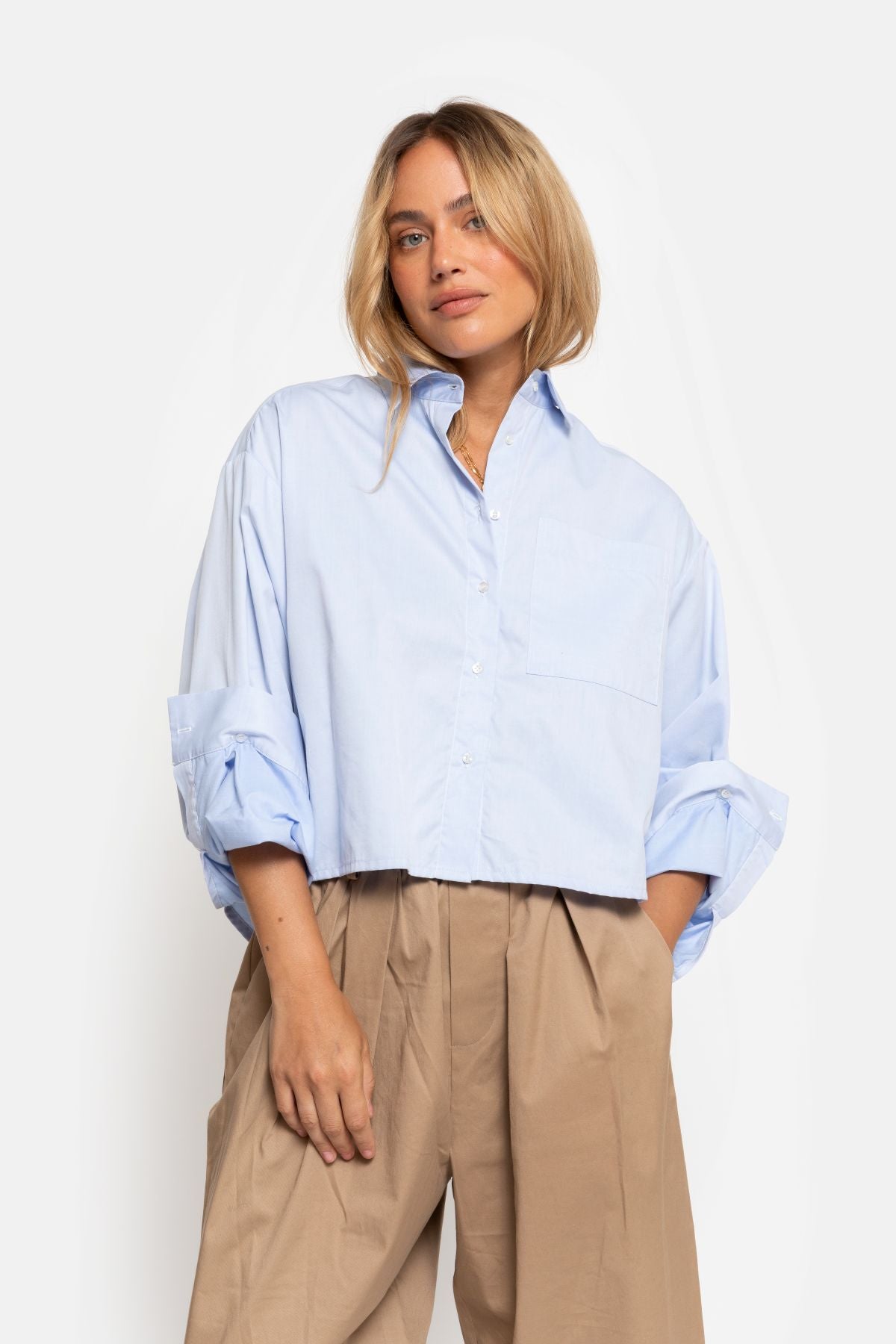 Ocean Cropped Shirt | Light Blue