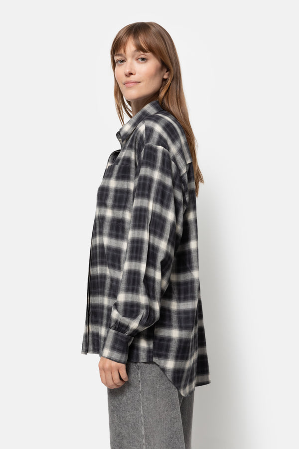 Daddy Oversized Flannel Shirt | Noir & Blanc