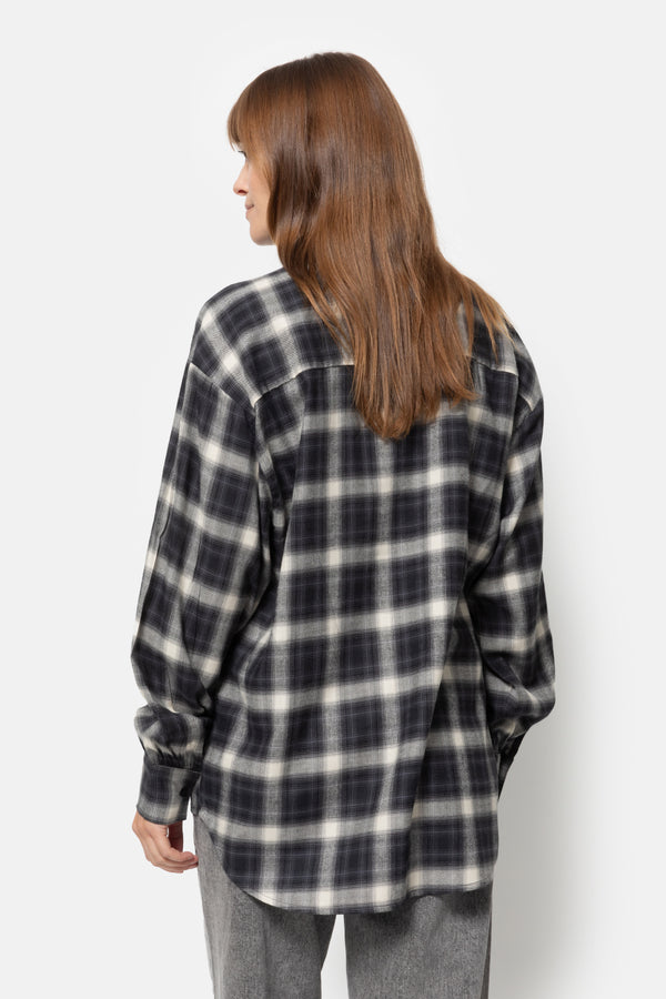 Daddy Oversized Flannel Shirt | Noir & Blanc