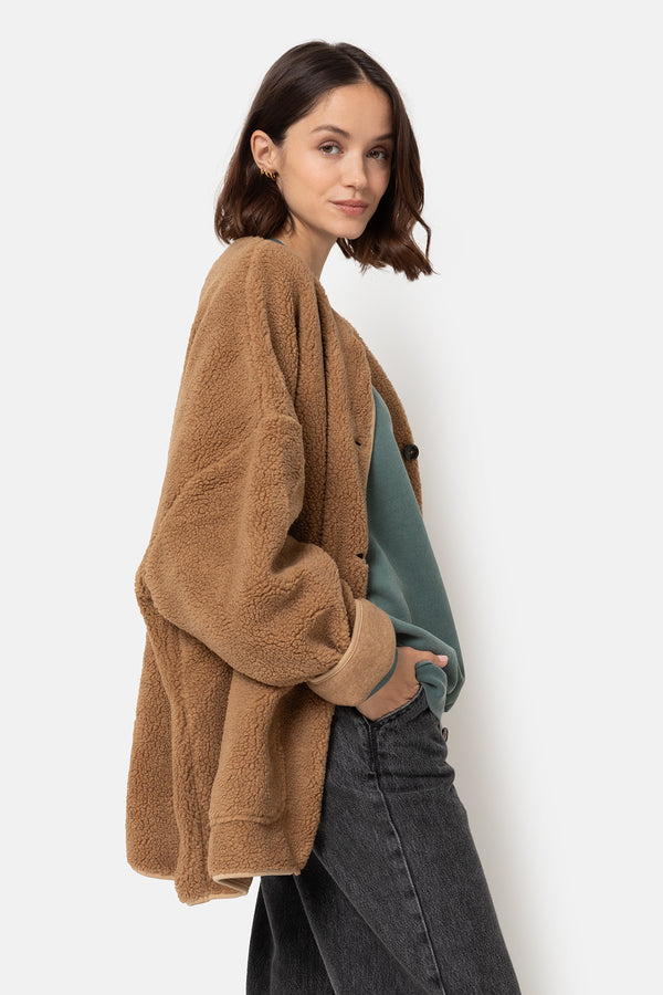 Hannah Teddy Veste oversize | Camel