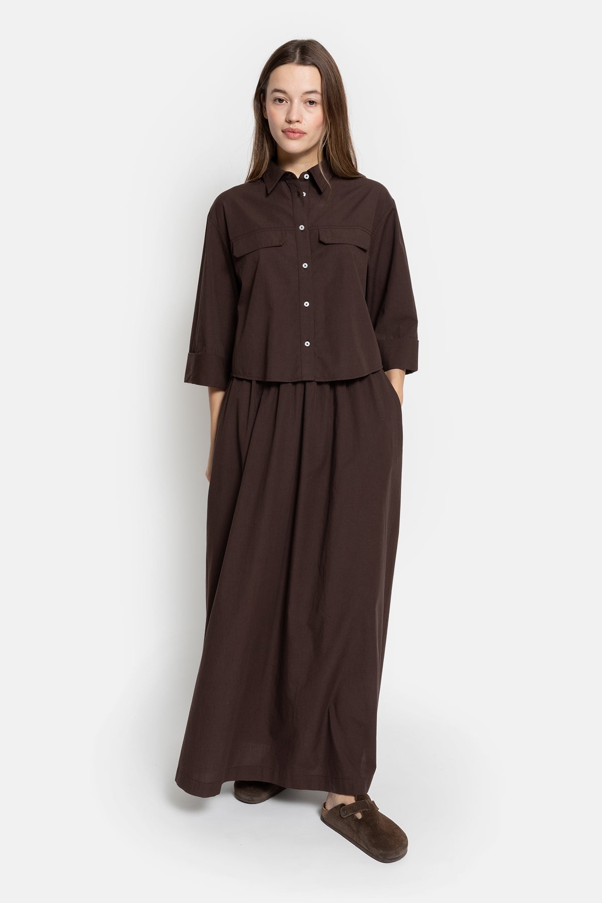 Odile Cropped Shirt | Brown