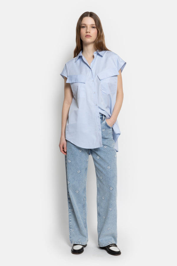 Chemise sans manches Nisrine | Bleu Clair
