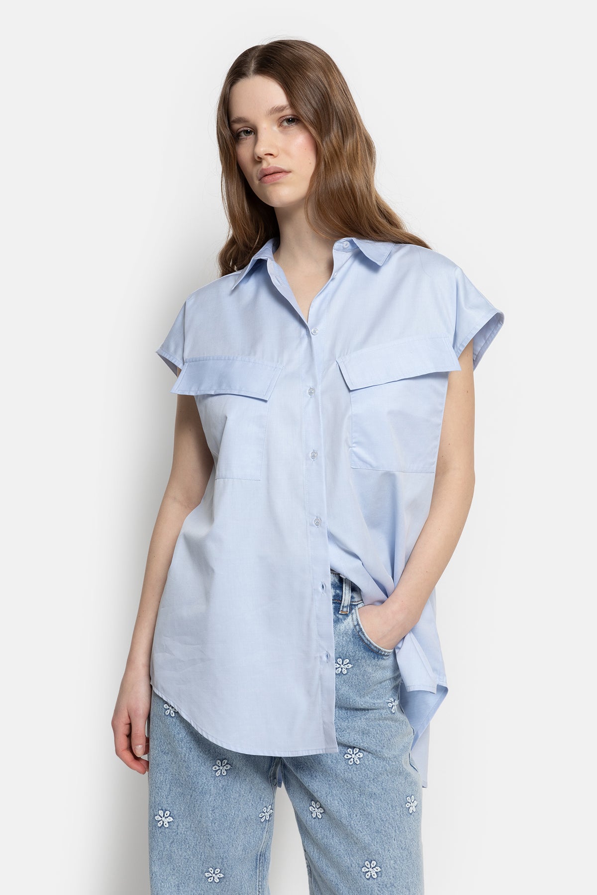 Chemise sans manches Nisrine | Bleu Clair