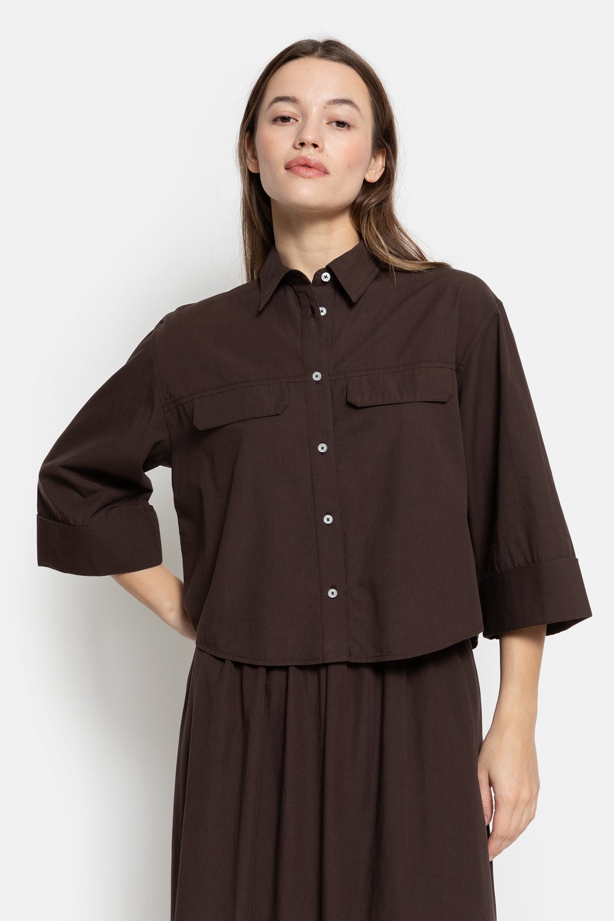 Odile Cropped Shirt | Brown