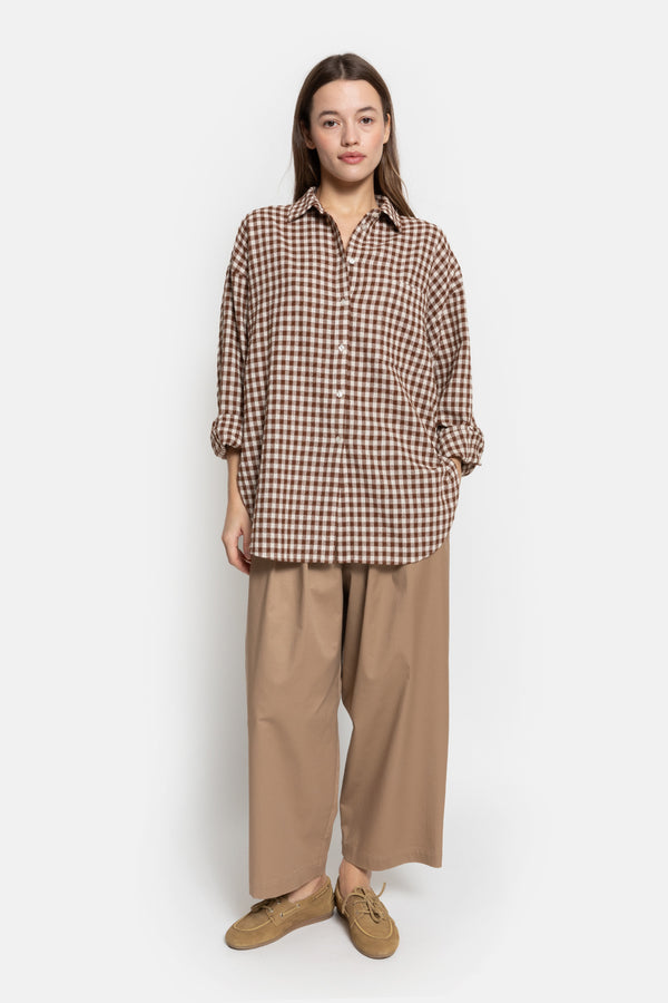 Orchid Oversized Shirt | Camel & White checked