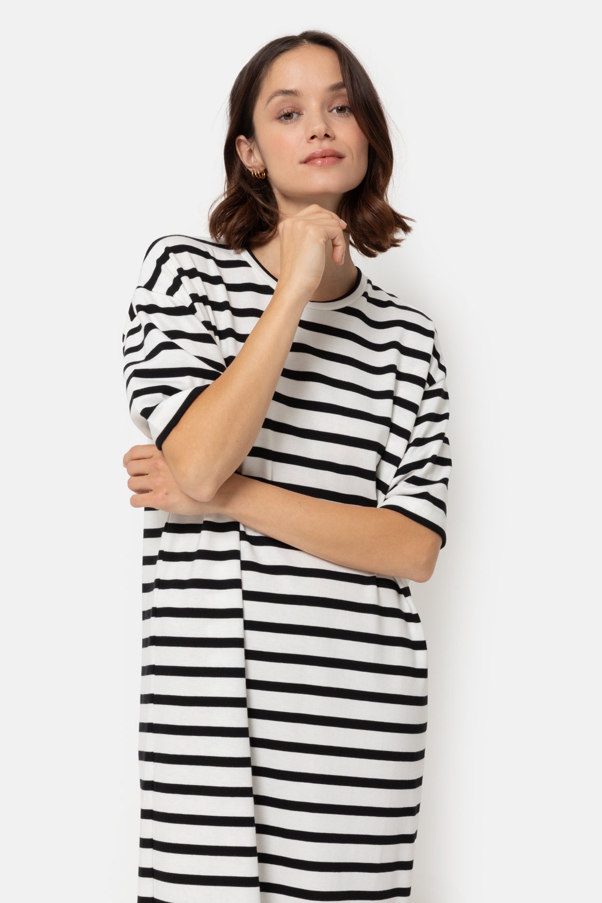 Eva Dress | Black & White Stripes