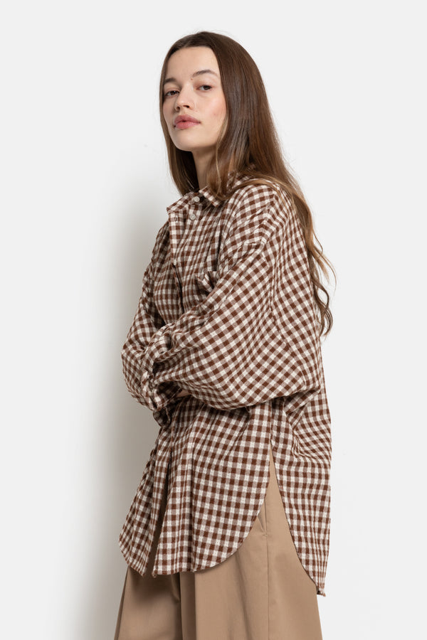 Orchid Oversized Shirt | Camel & White checked