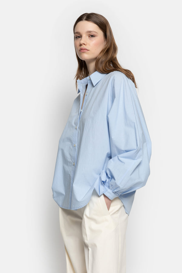 Chemise Gala avec manches bouffantes | Popeline Bleu Clair