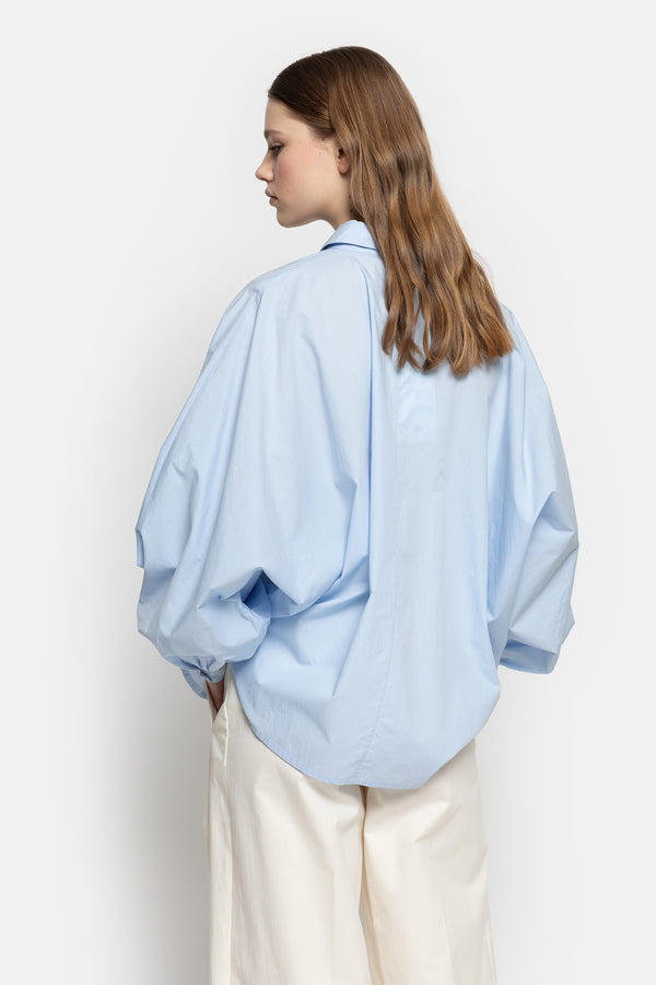 Chemise Gala avec manches bouffantes | Popeline Bleu Clair