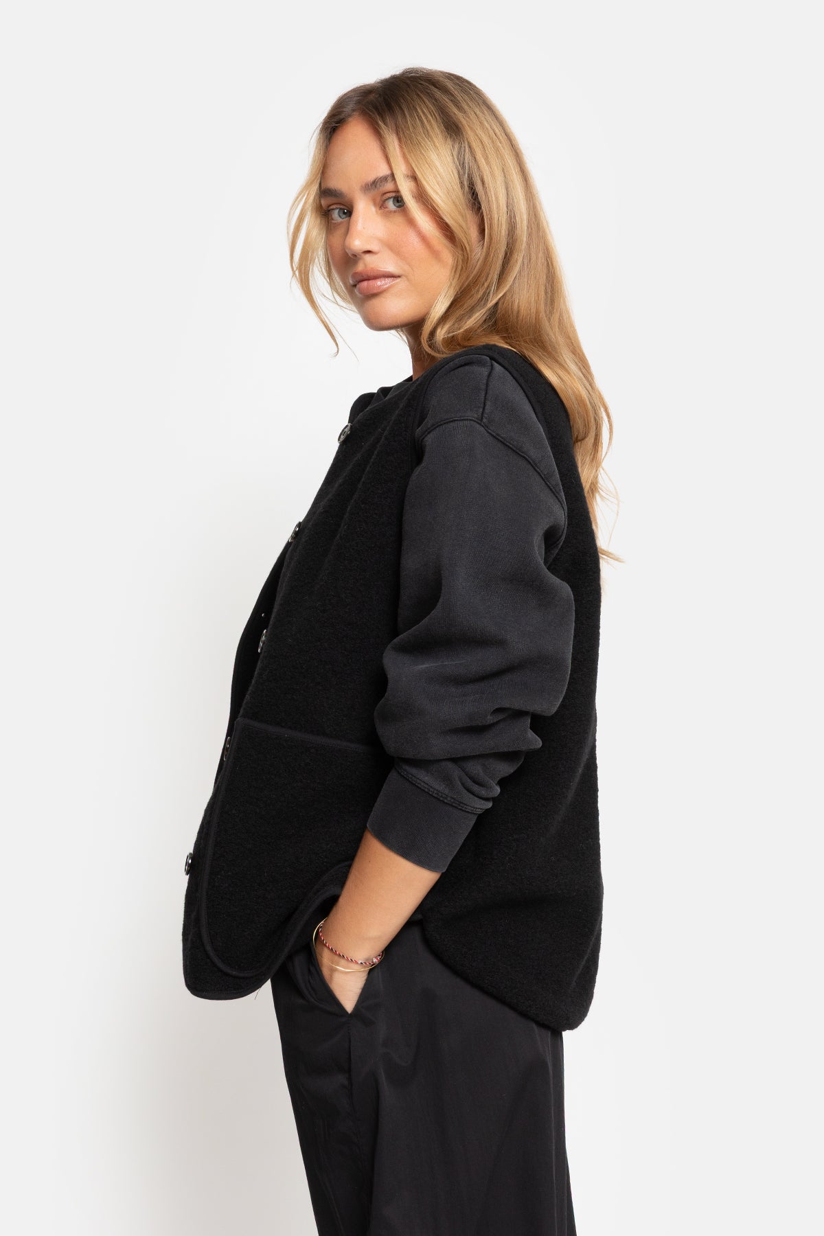 Madison Wool Sleeveless Jacket |  Black