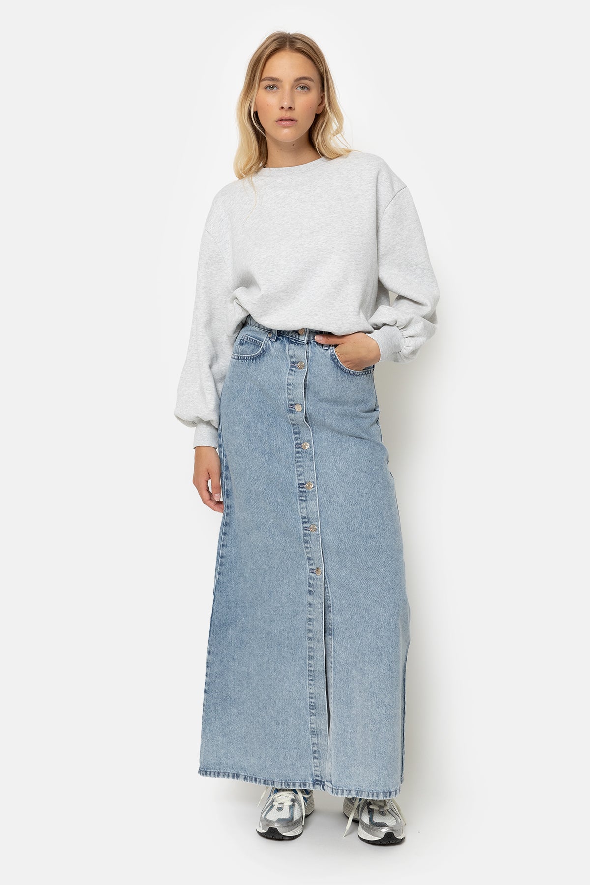 Katie Long Denim Skirt | Light Blue Denim