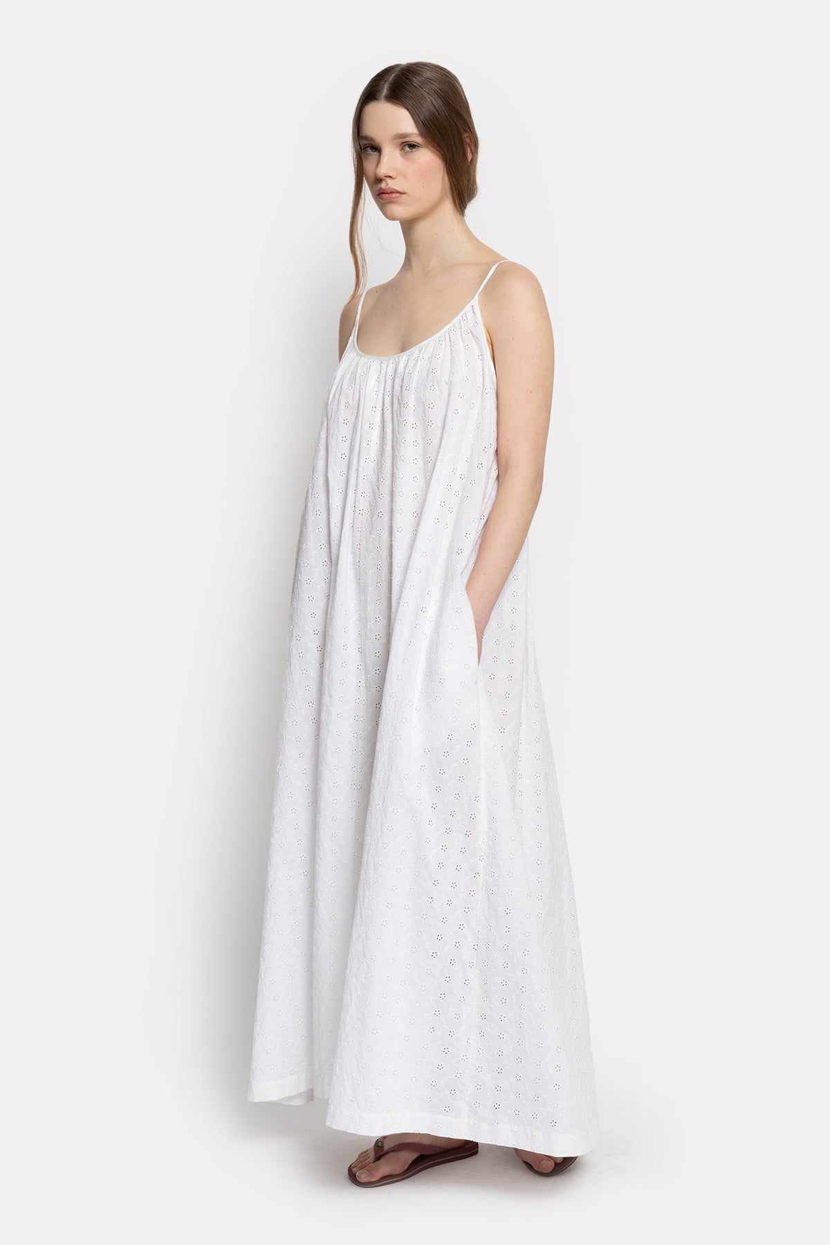 Robe Nostalgie sans manches | Blanc Bordé