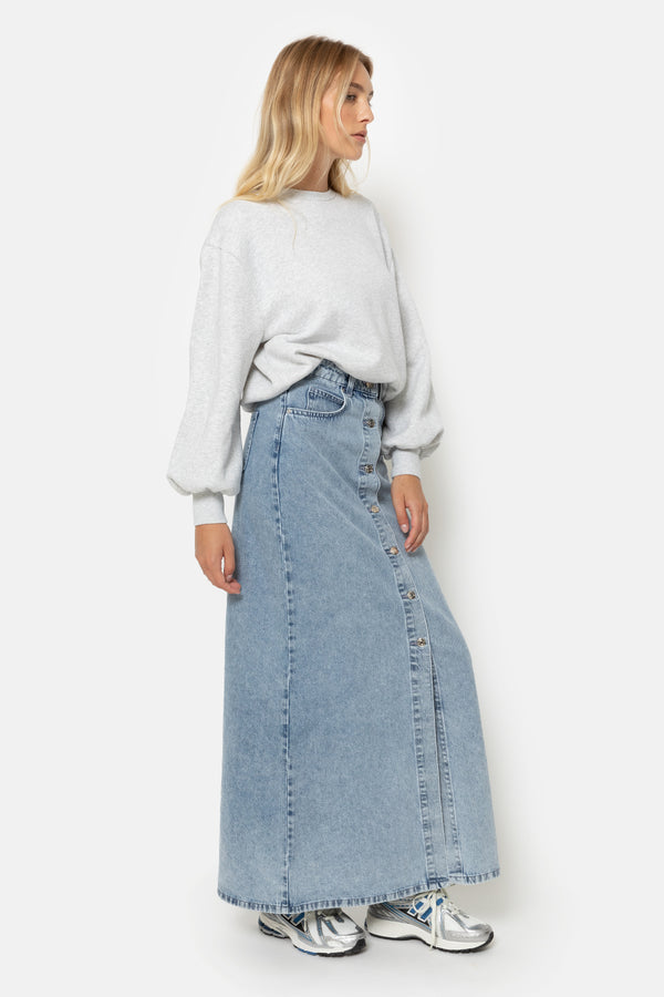 Katie Long Denim Skirt | Light Blue Denim