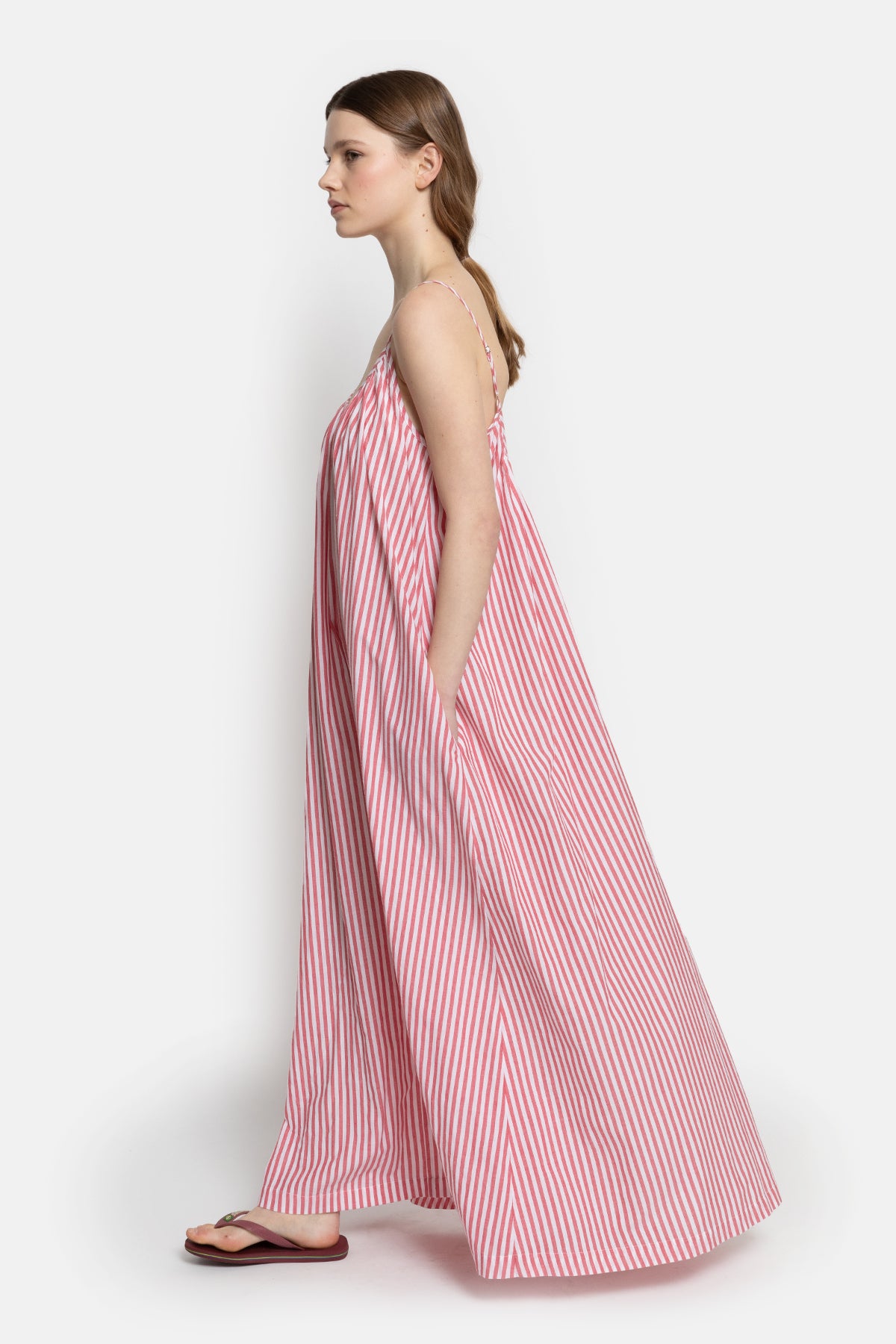 Robe Nostalgie sans manches | Rayé Rouge & Blanc 