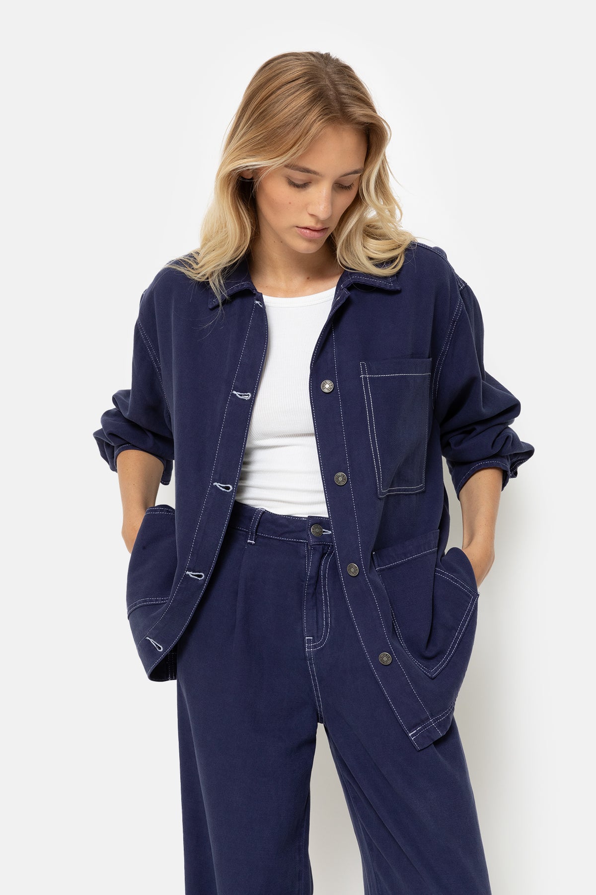 Koko veste denim | Bleu foncé Tencel Denim 