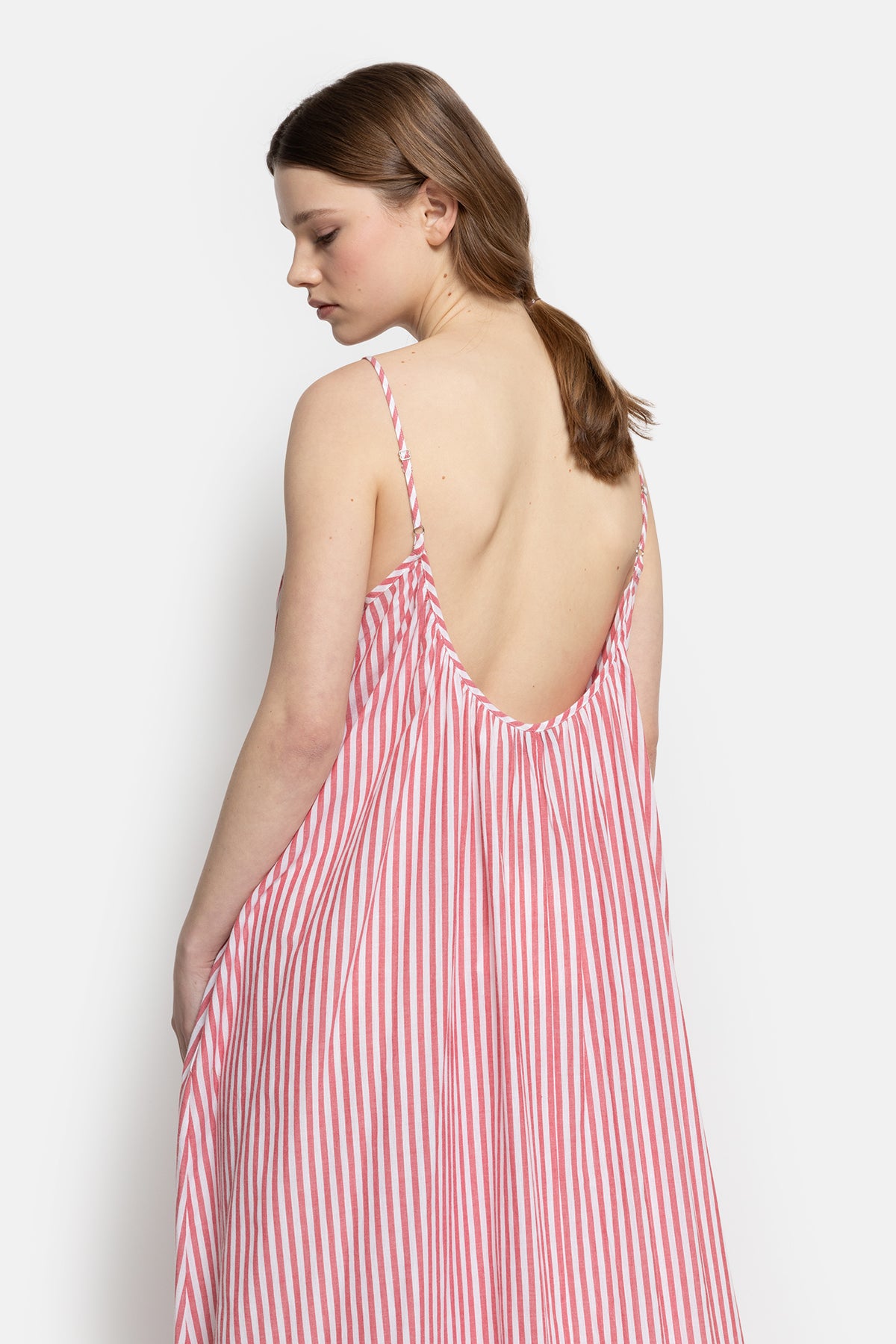 Robe Nostalgie sans manches | Rayé Rouge & Blanc 