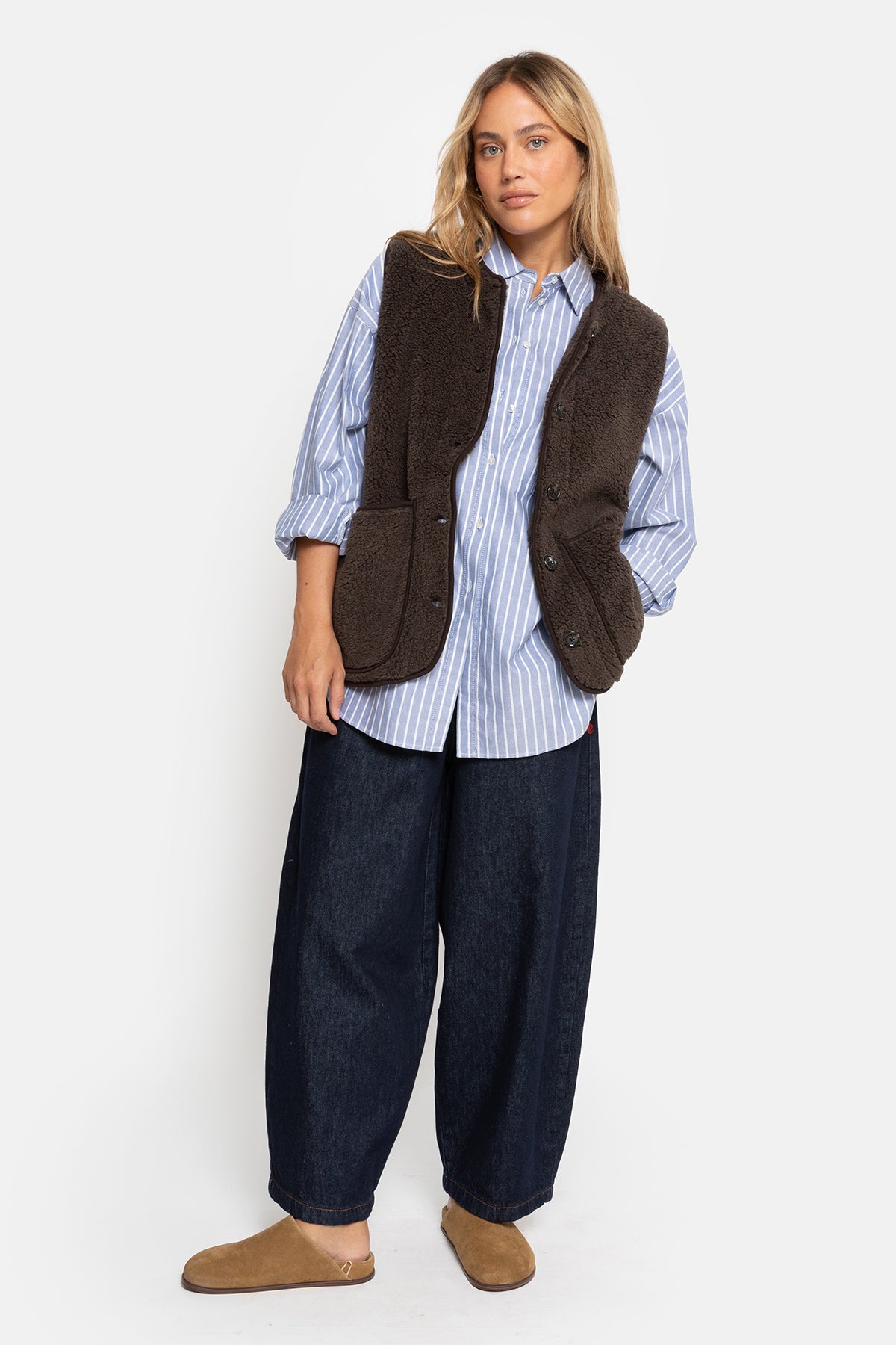Madison Teddy Sleeveless Jacket |  Brown