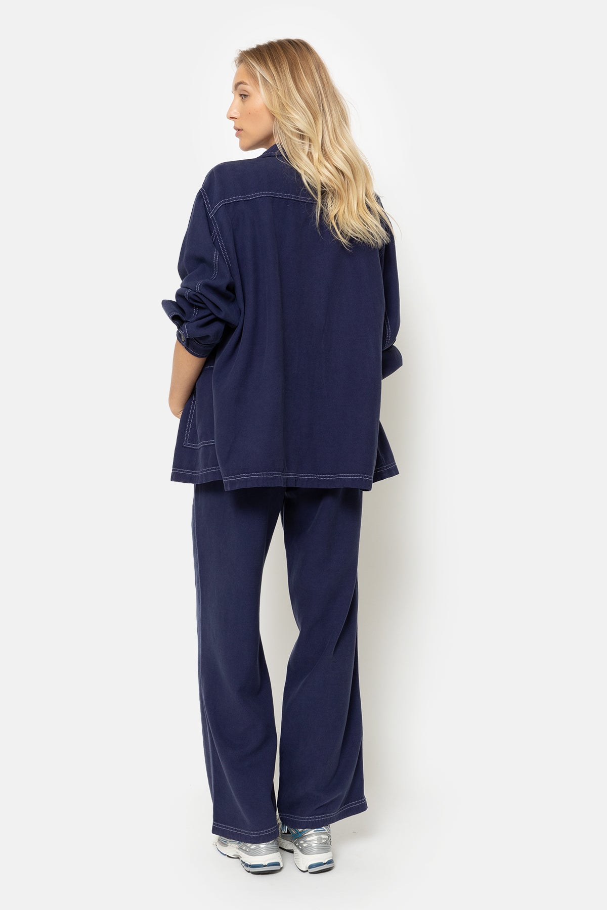 Kylie Blue Wide Pants | Dark Blue Tencel Denim – Âme antwerp