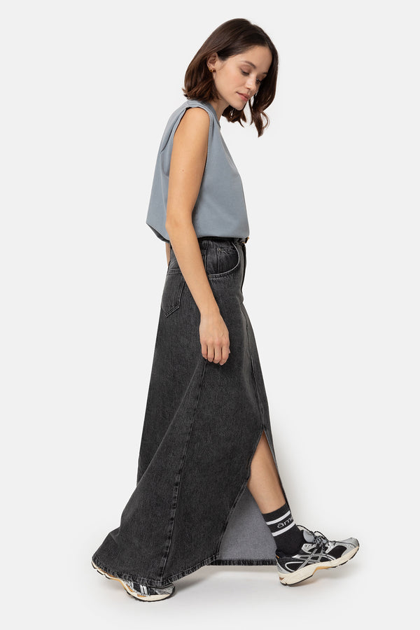 Lolita Long Denim Skirt | Dark Grey