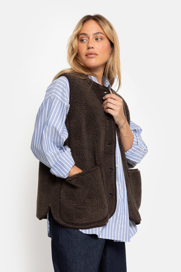 Madison Teddy Sleeveless Jacket |  Brown