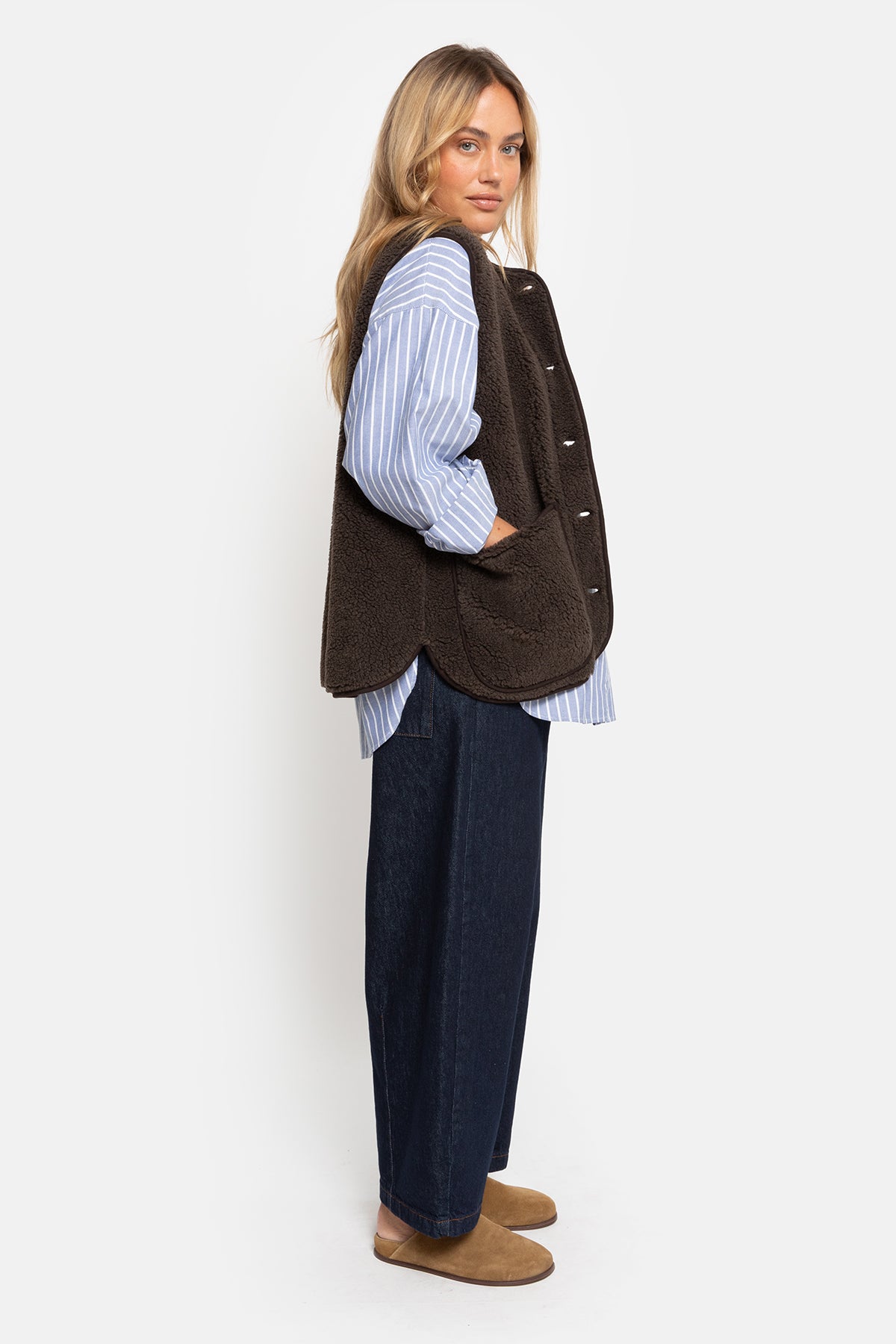 Madison Teddy Sleeveless Jacket |  Brown