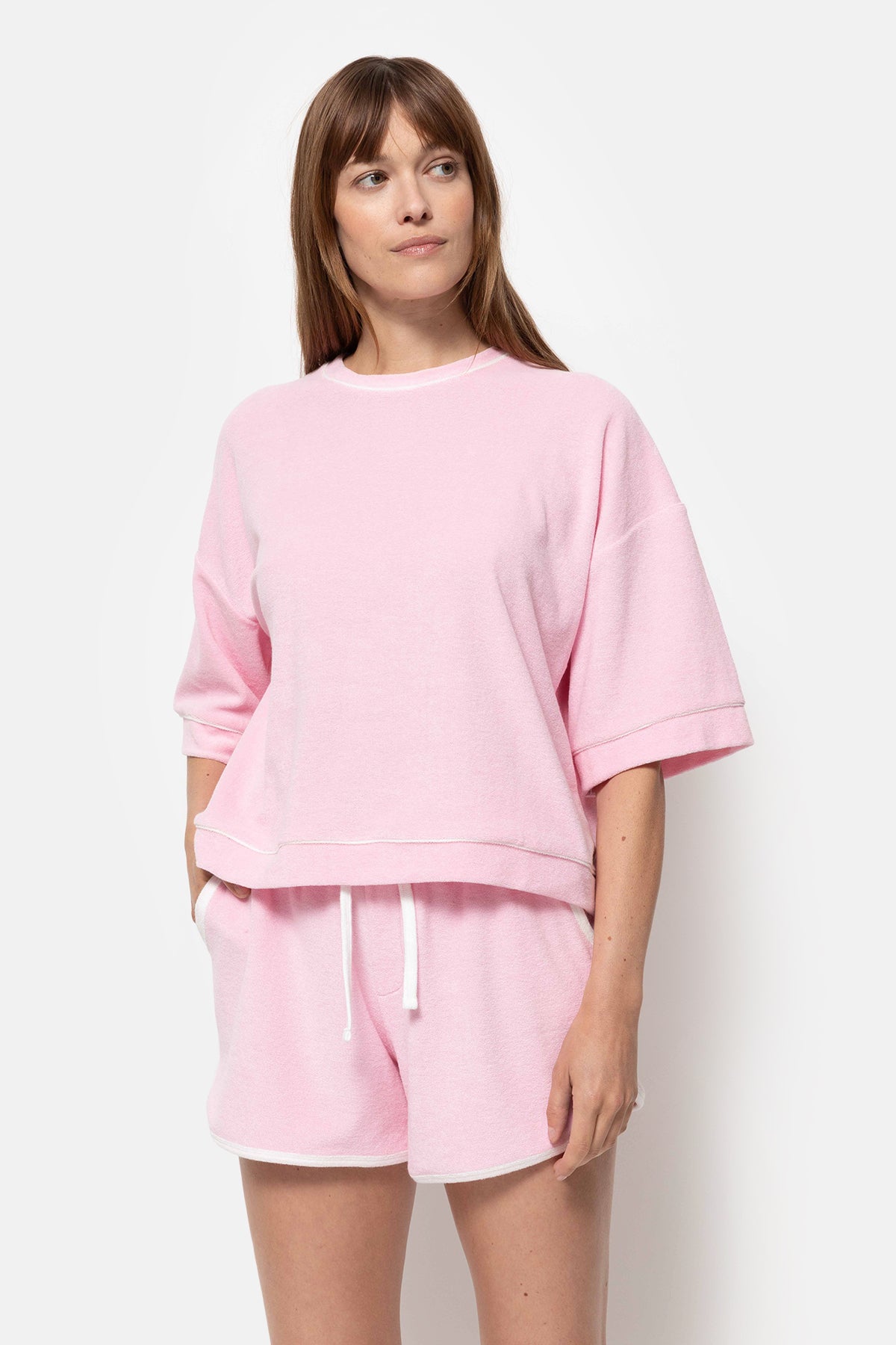 T-shirt Klaxon éponge | Rose & Blanc