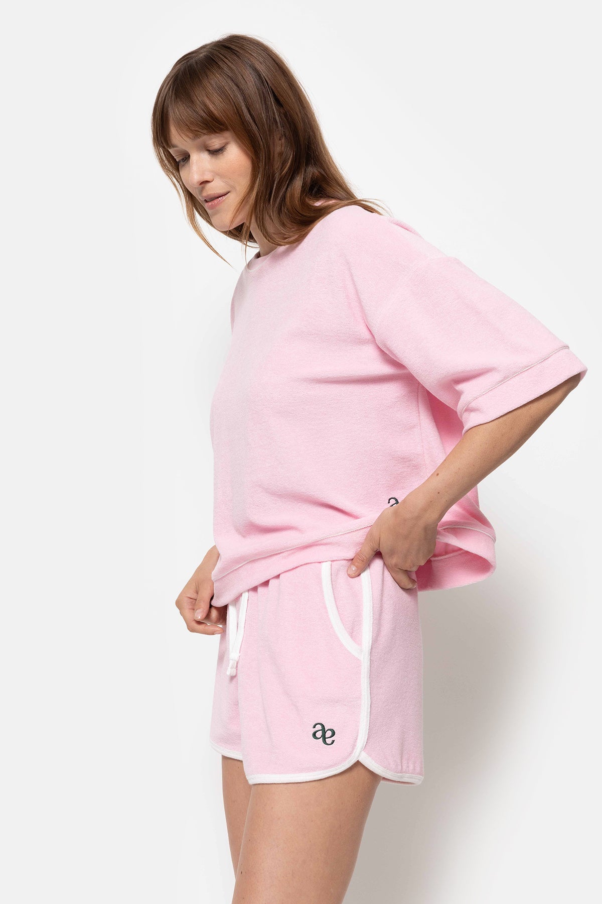 T-shirt Klaxon éponge | Rose & Blanc