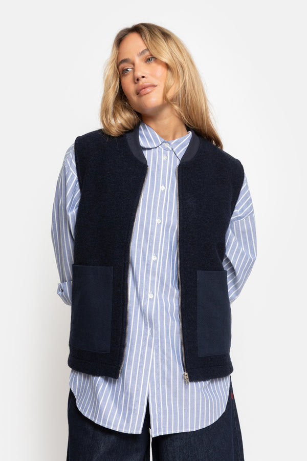 Gunther Wooly Sleeveless Jacket |  Navy