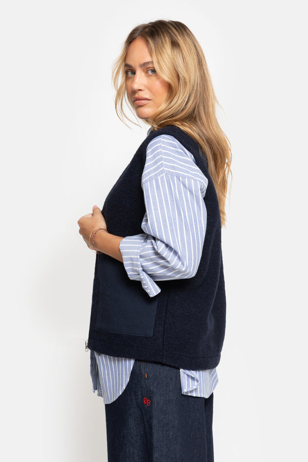 Gunther Wooly Sleeveless Jacket |  Navy