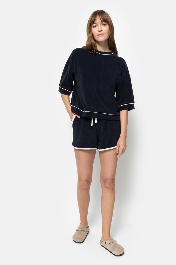 Short Norway en éponge | Bleu Marine & Blanc