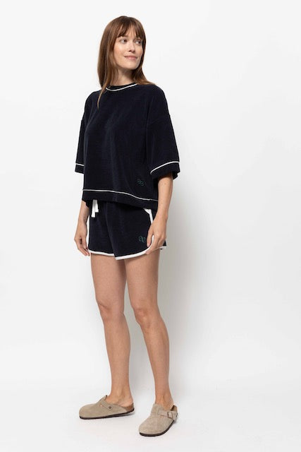  T-shirt Klaxon éponge | Bleu Marine & Blanc