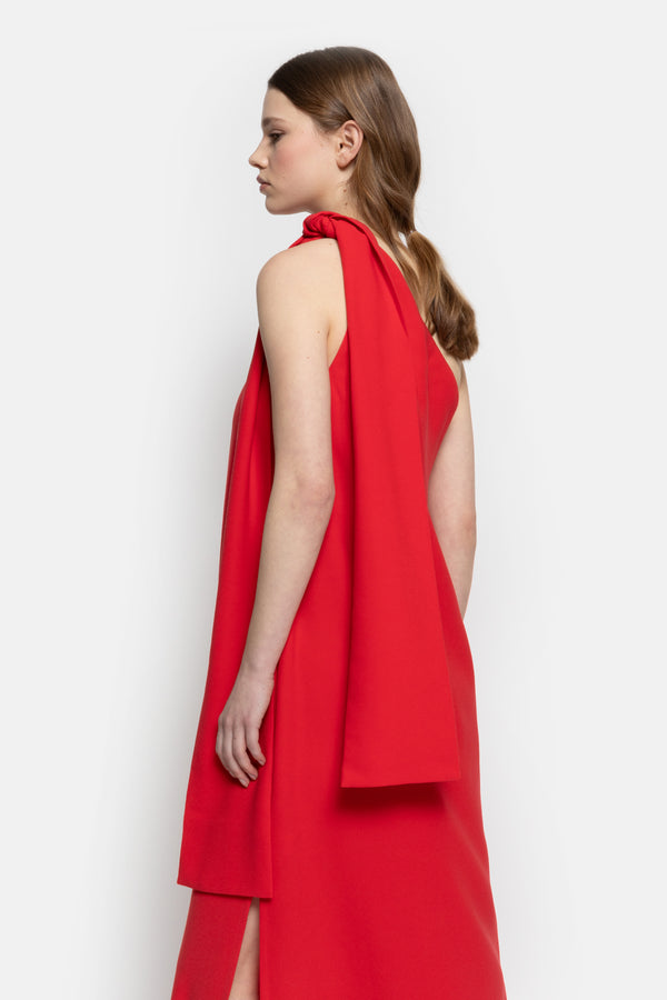 Nimes One Shoulder Dress | Red