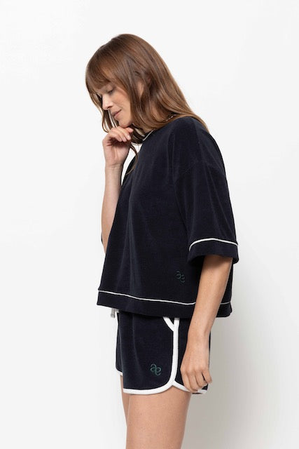  T-shirt Klaxon éponge | Bleu Marine & Blanc