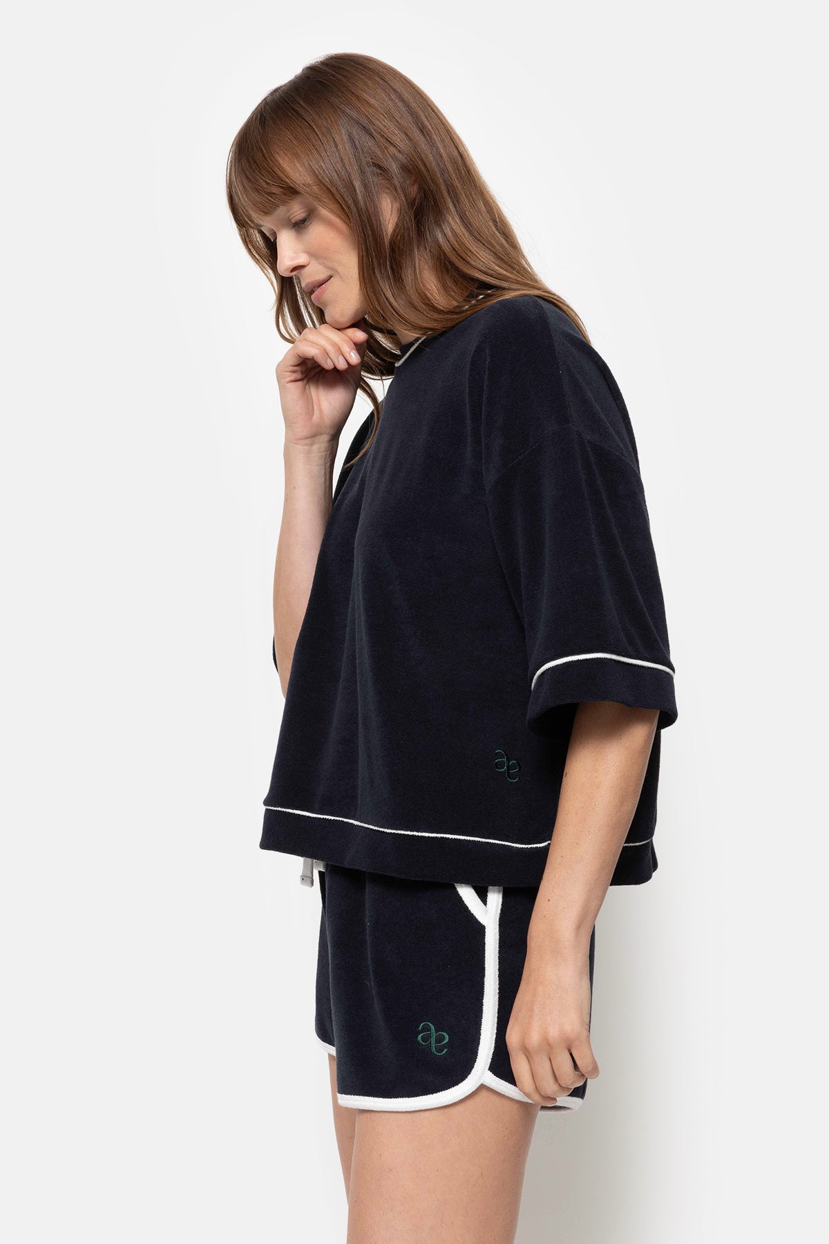 Short Norway en éponge | Bleu Marine & Blanc