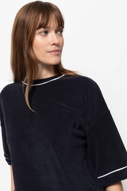  T-shirt Klaxon éponge | Bleu Marine & Blanc