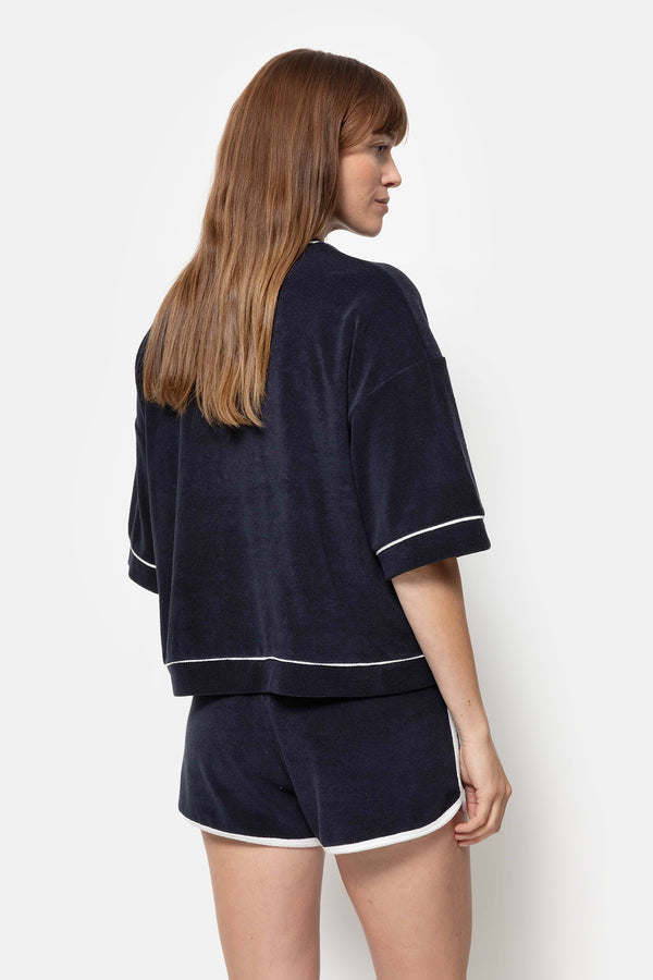  T-shirt Klaxon éponge | Bleu Marine & Blanc