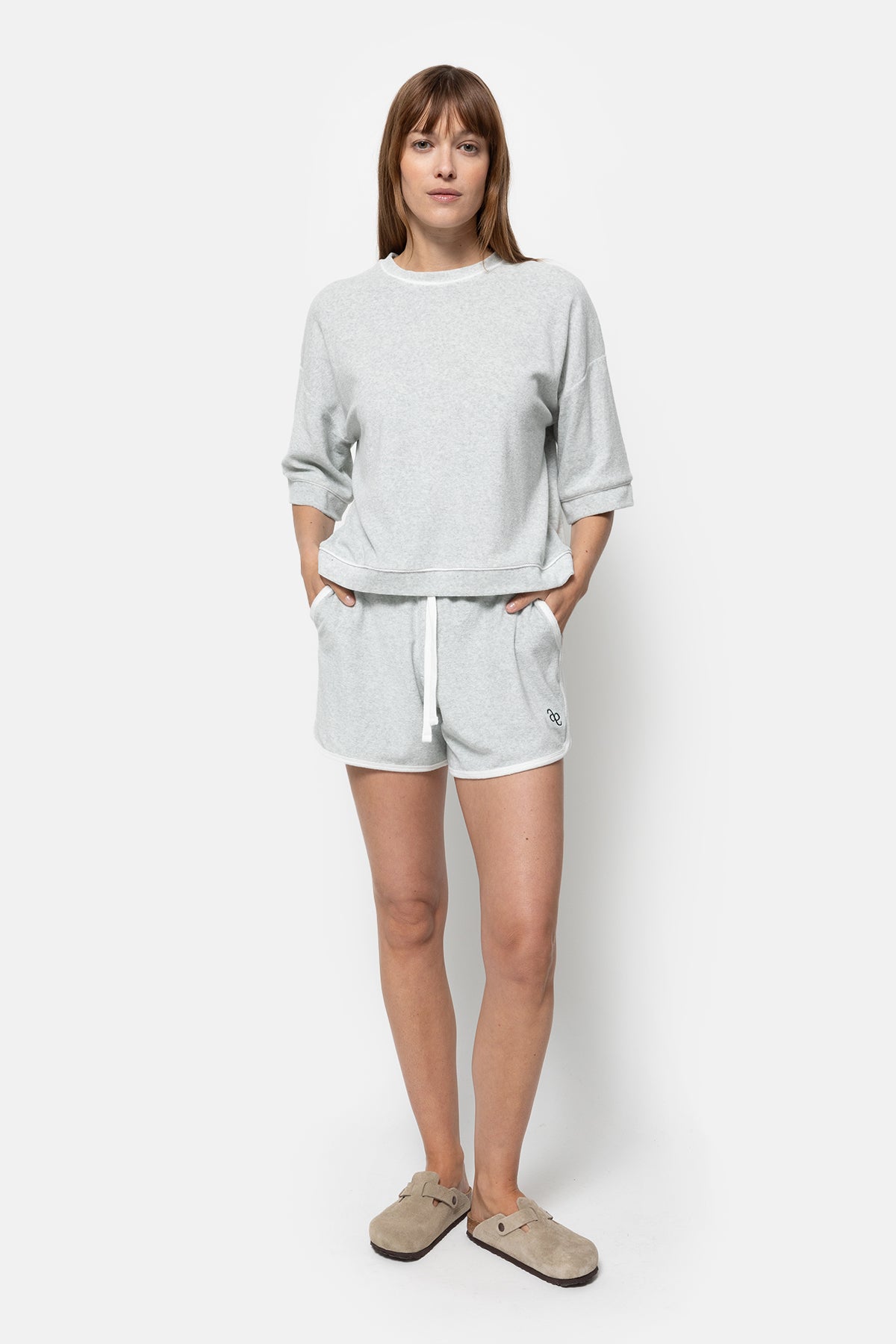 T-shirt Klaxon éponge | Gris & Blanc