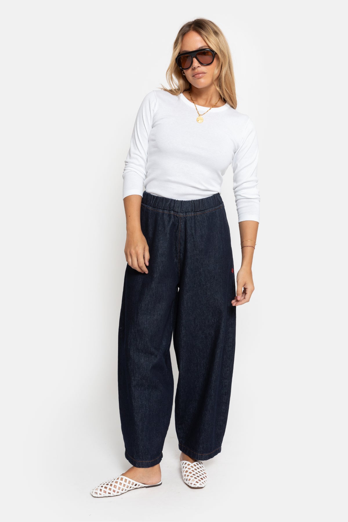 Okay Puffy Denim Pants | Dark Blue