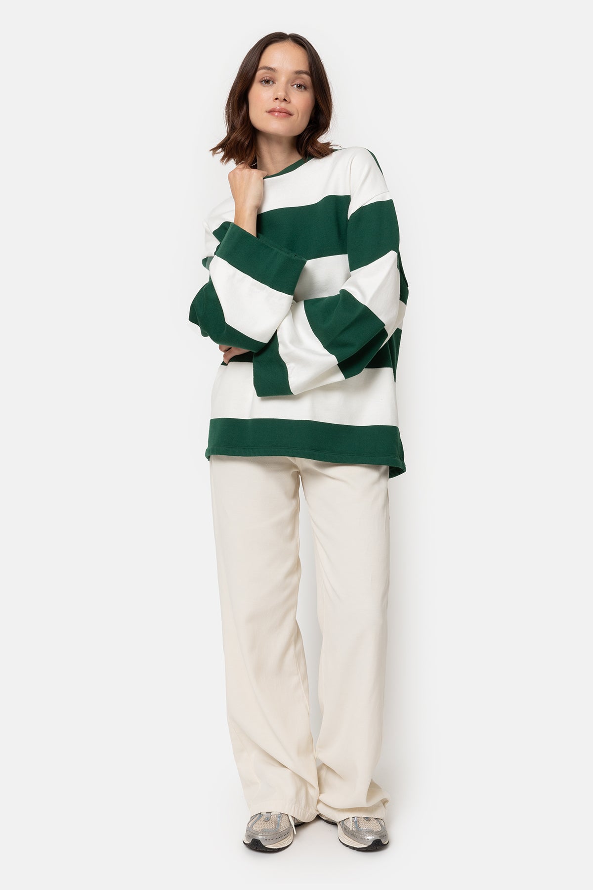 Liberty Oversized Sweatshirt | Green & White Stripes