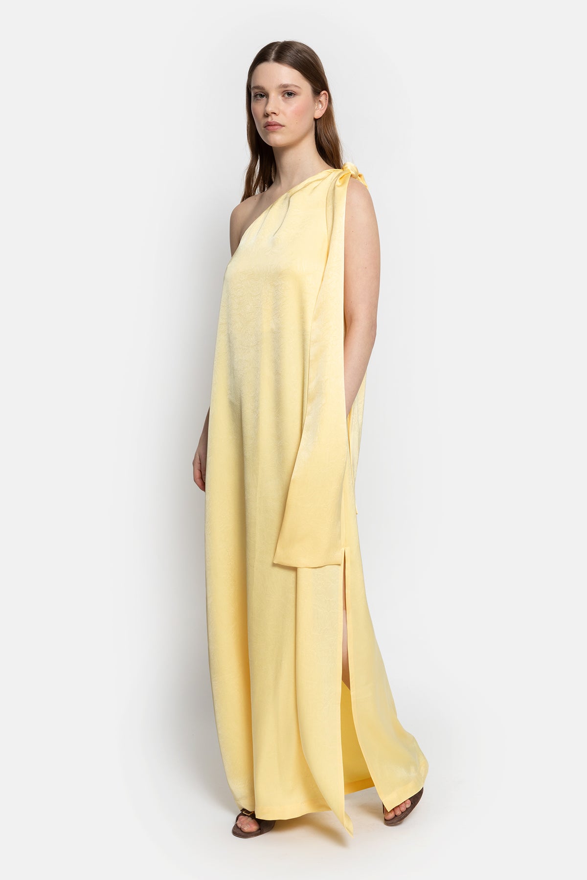 Nimes One Shoulder Dress | Light Yellow